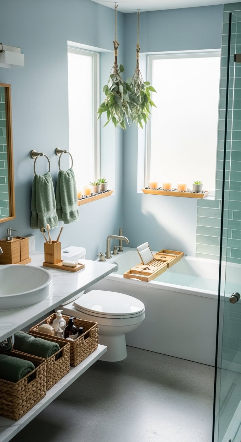 relaxing bamboo spa inspired bathroom accessories