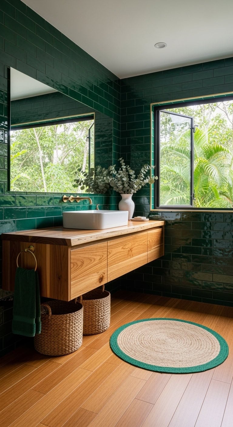 emerald walls with wood