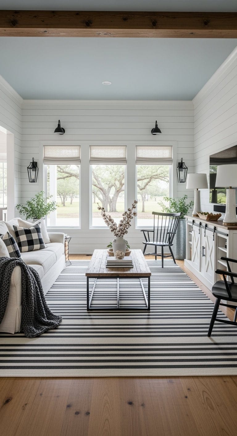 modern farmhouse striped runner