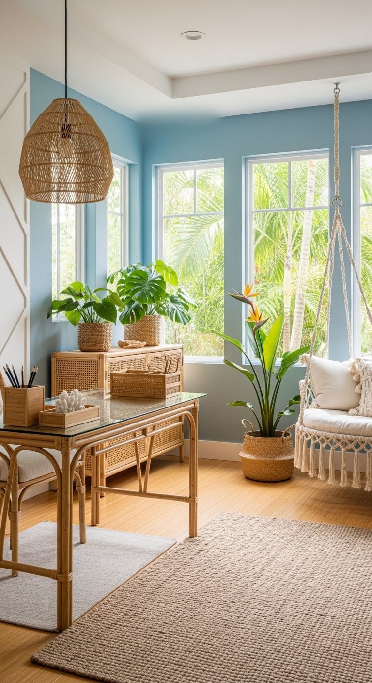 breezy rattan tropical office