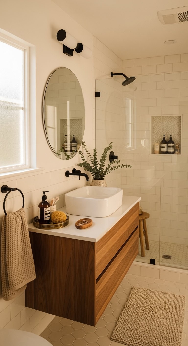 stylish sophisticated shower niche transformation