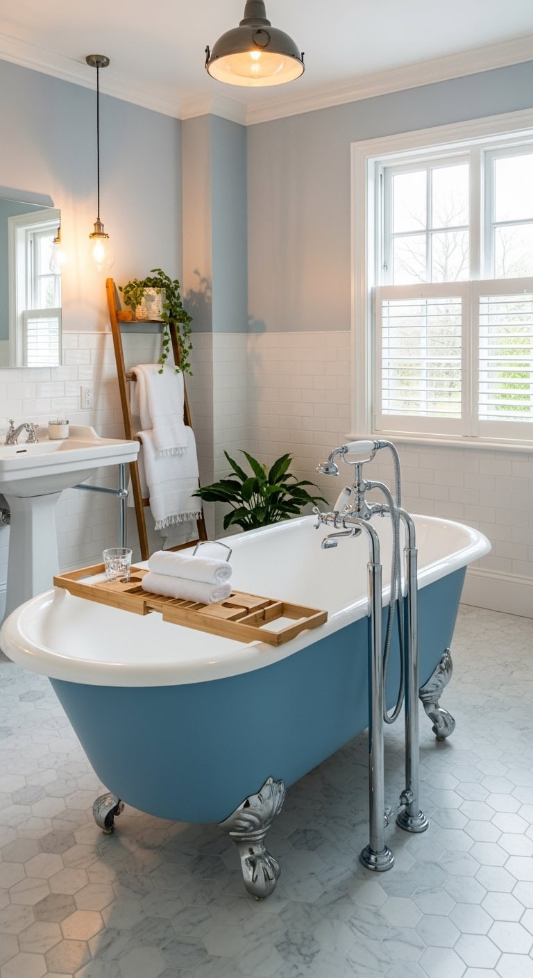 vintage charm powder blue clawfoot