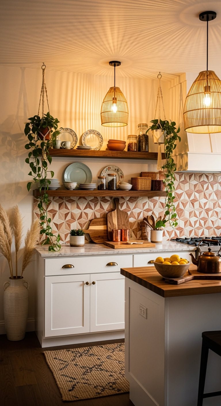 bohemian white kitchen vibes