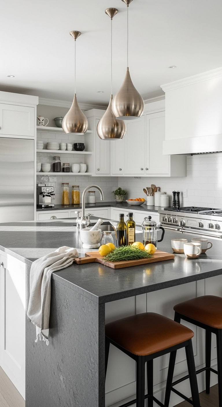 sleek dramatic versatile kitchen island
