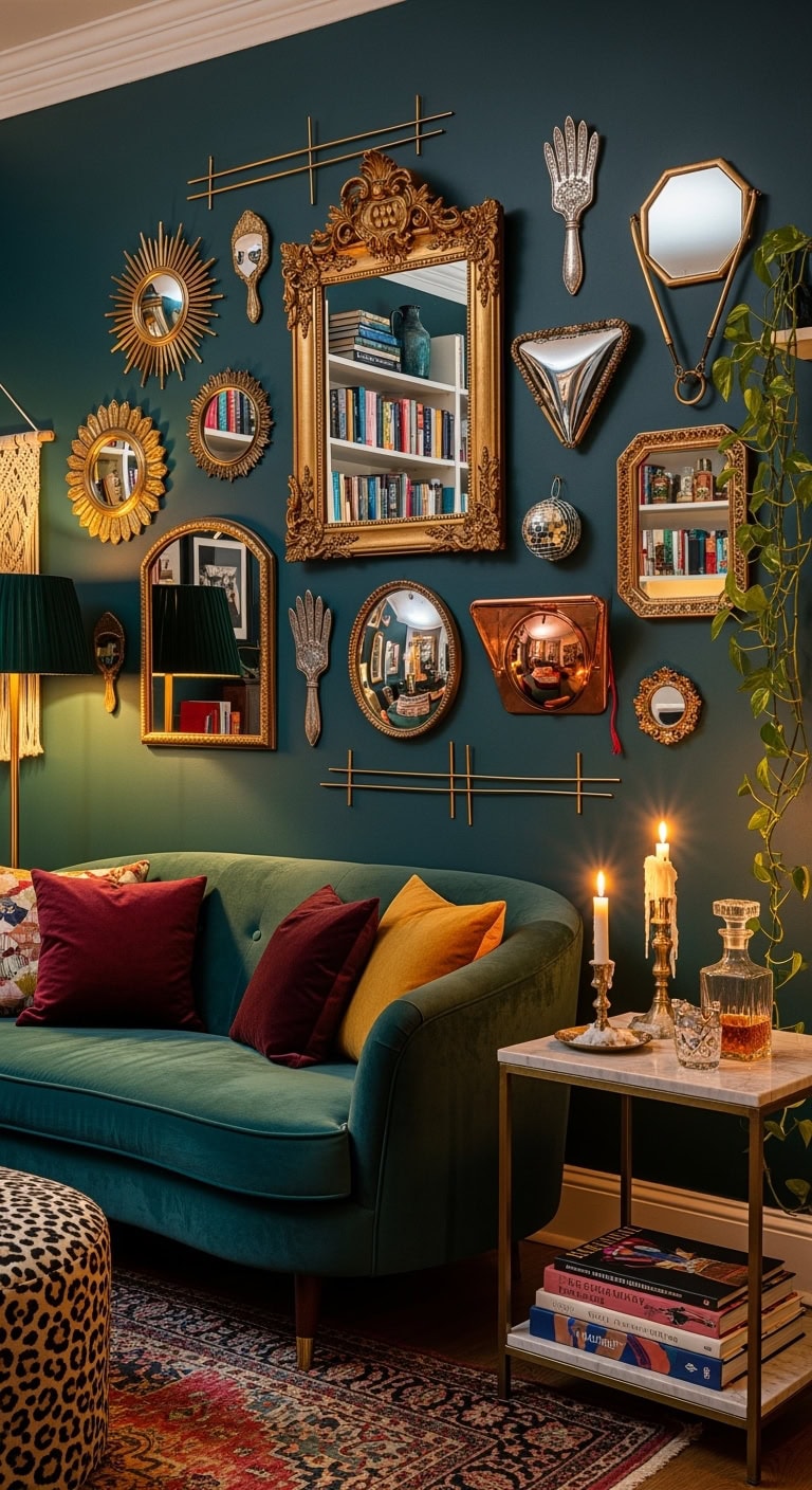 maximalist mirror gallery wall display