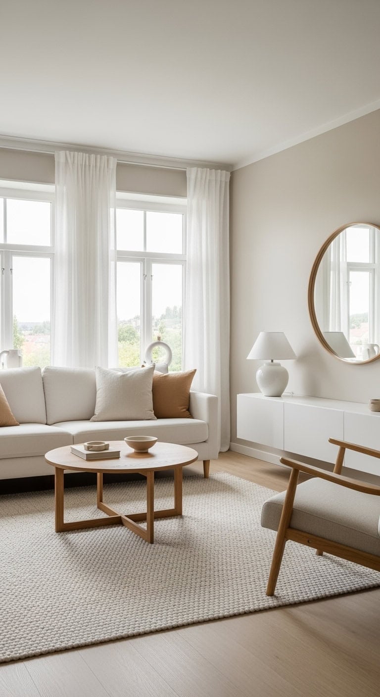 minimalist beige scandinavian living