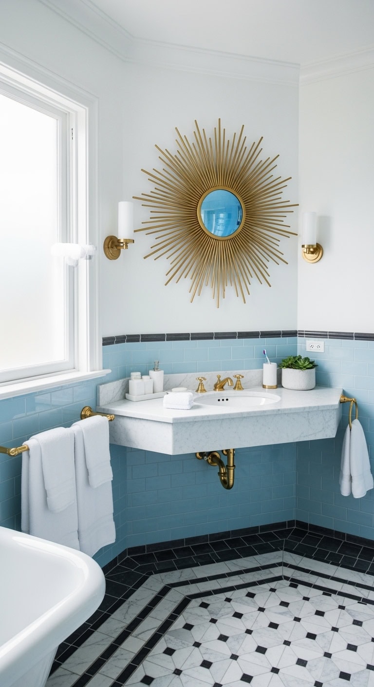 glamorous 1920s powder blue mirrors