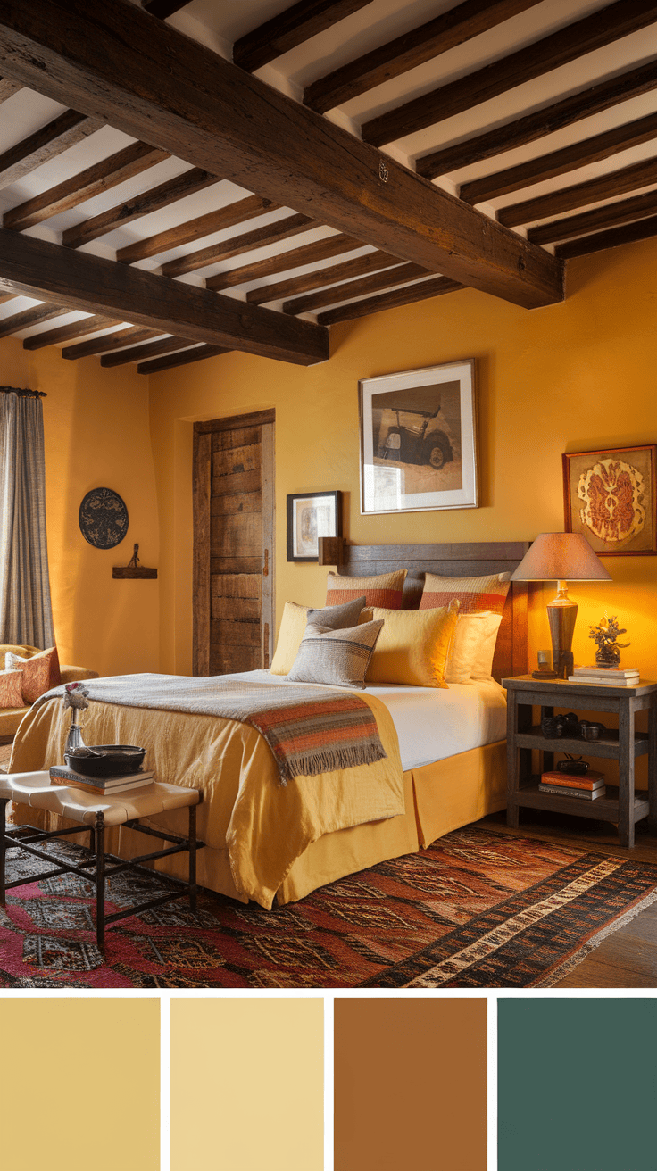 Cozy bedroom with country chic lighting fixtures and warm colors