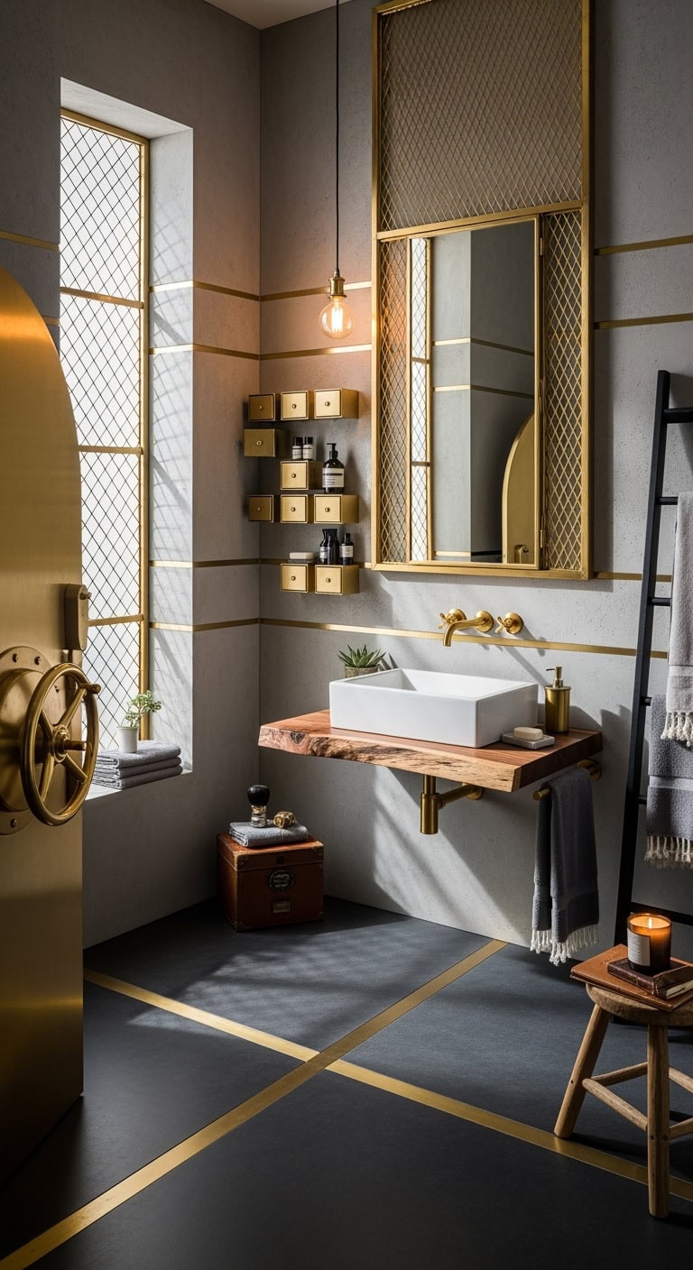 lavish gold themed banking inspired luxury washroom
