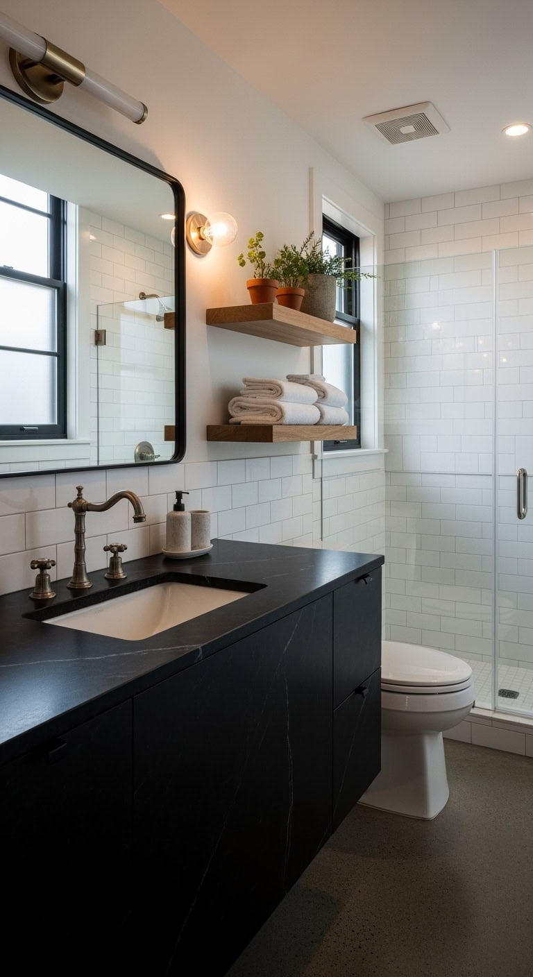 sophisticated moody understated elegant bathroom surface