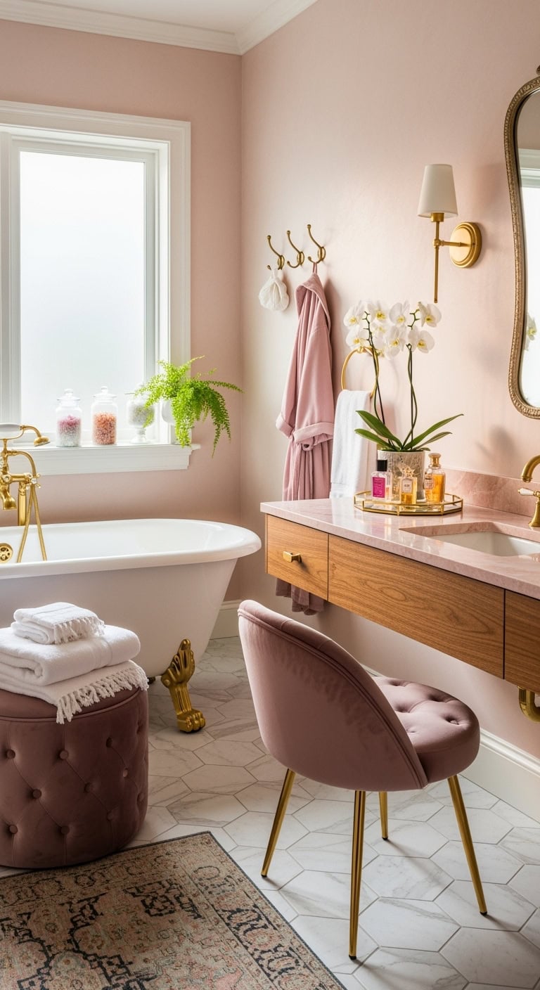 glamorous waterproof luxurious bathroom velvet