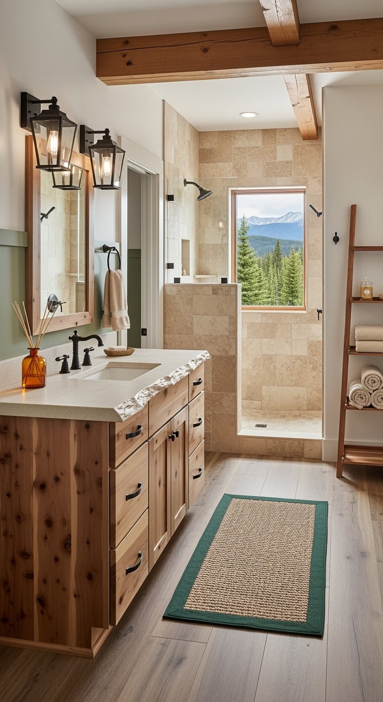 pine green cedar bathroom