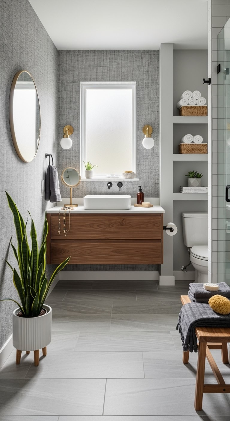 cozy dimensional textured bathroom wallpaper