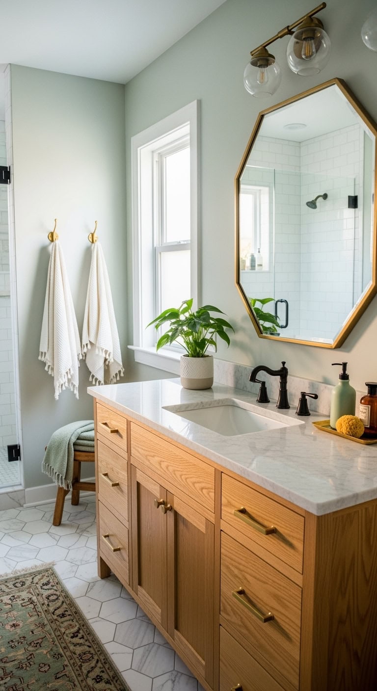 glamorous geometric bathroom statement piece