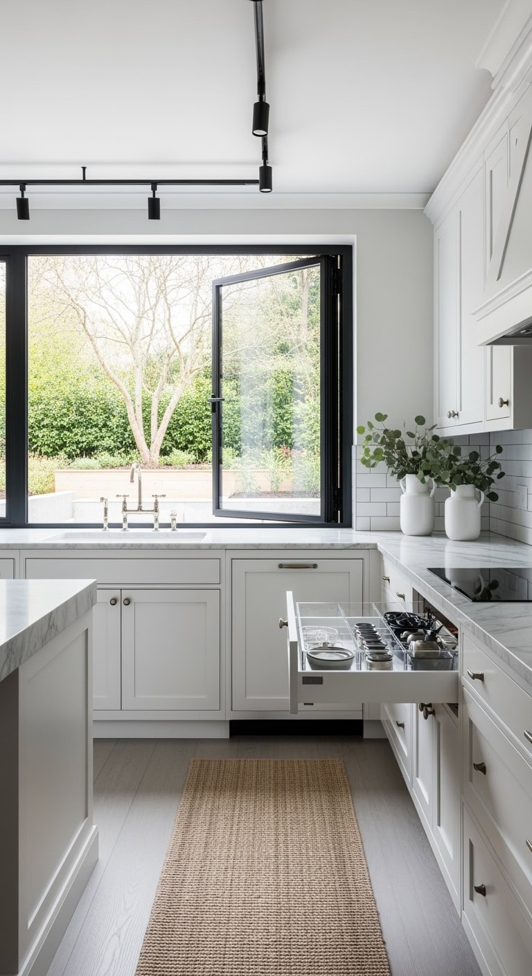 rotating pivot windows for kitchens