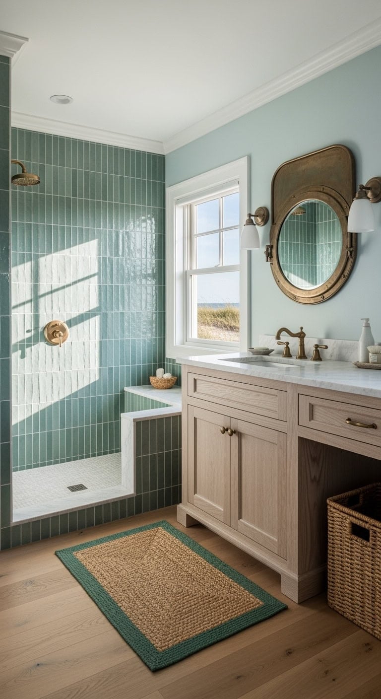 sea glass green bathroom