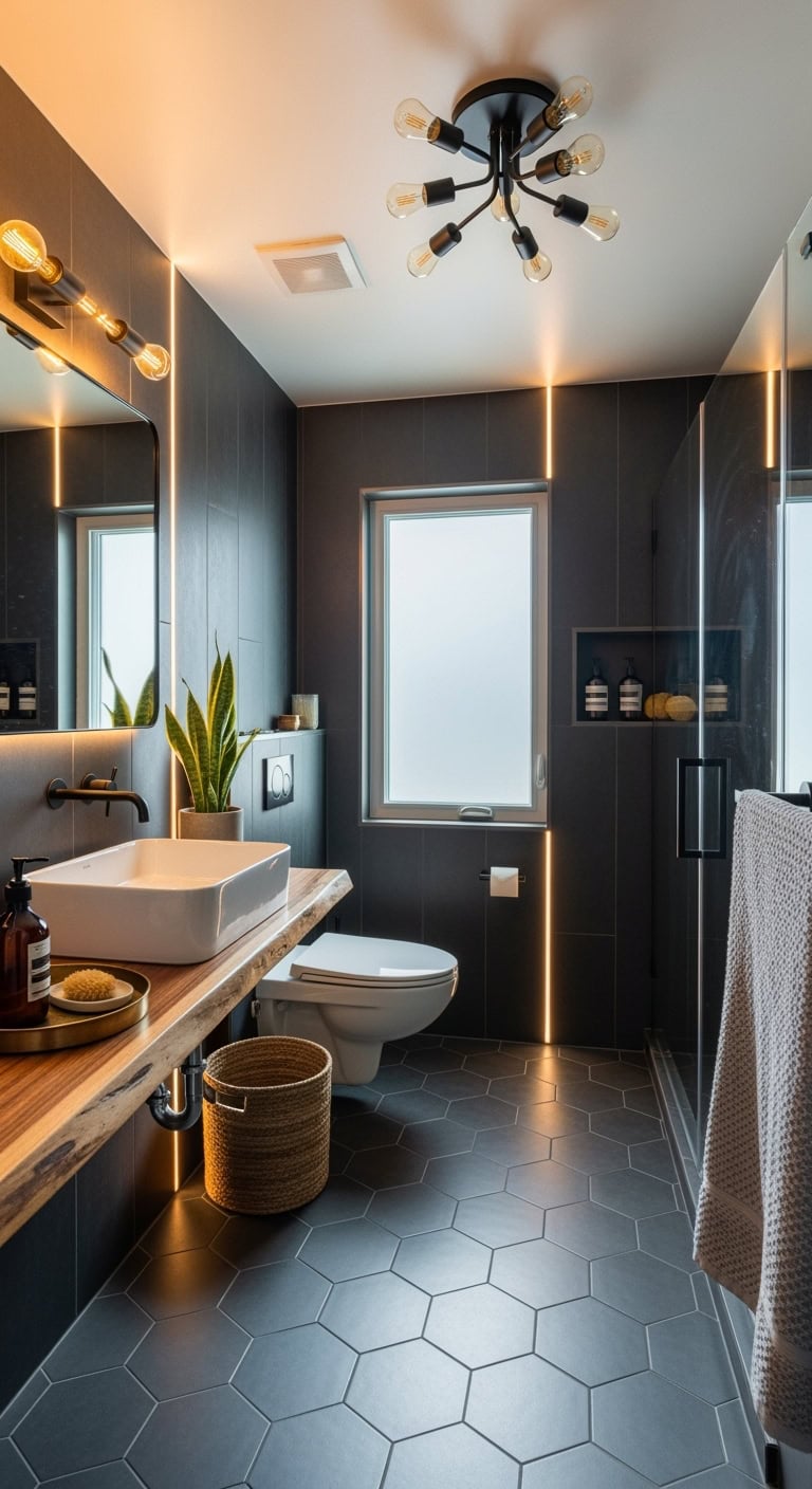 moody textured dramatic bathroom sanctuary