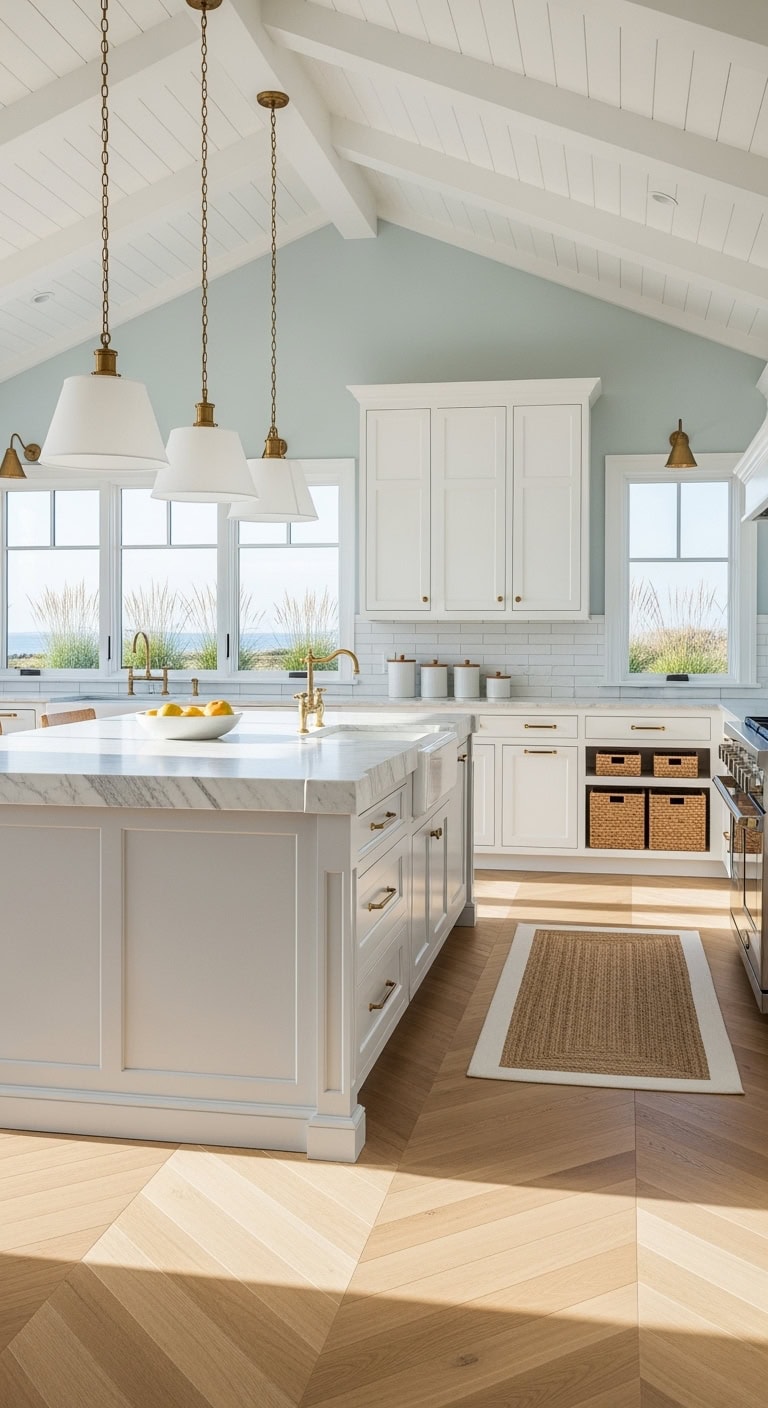 light oak herringbone kitchen