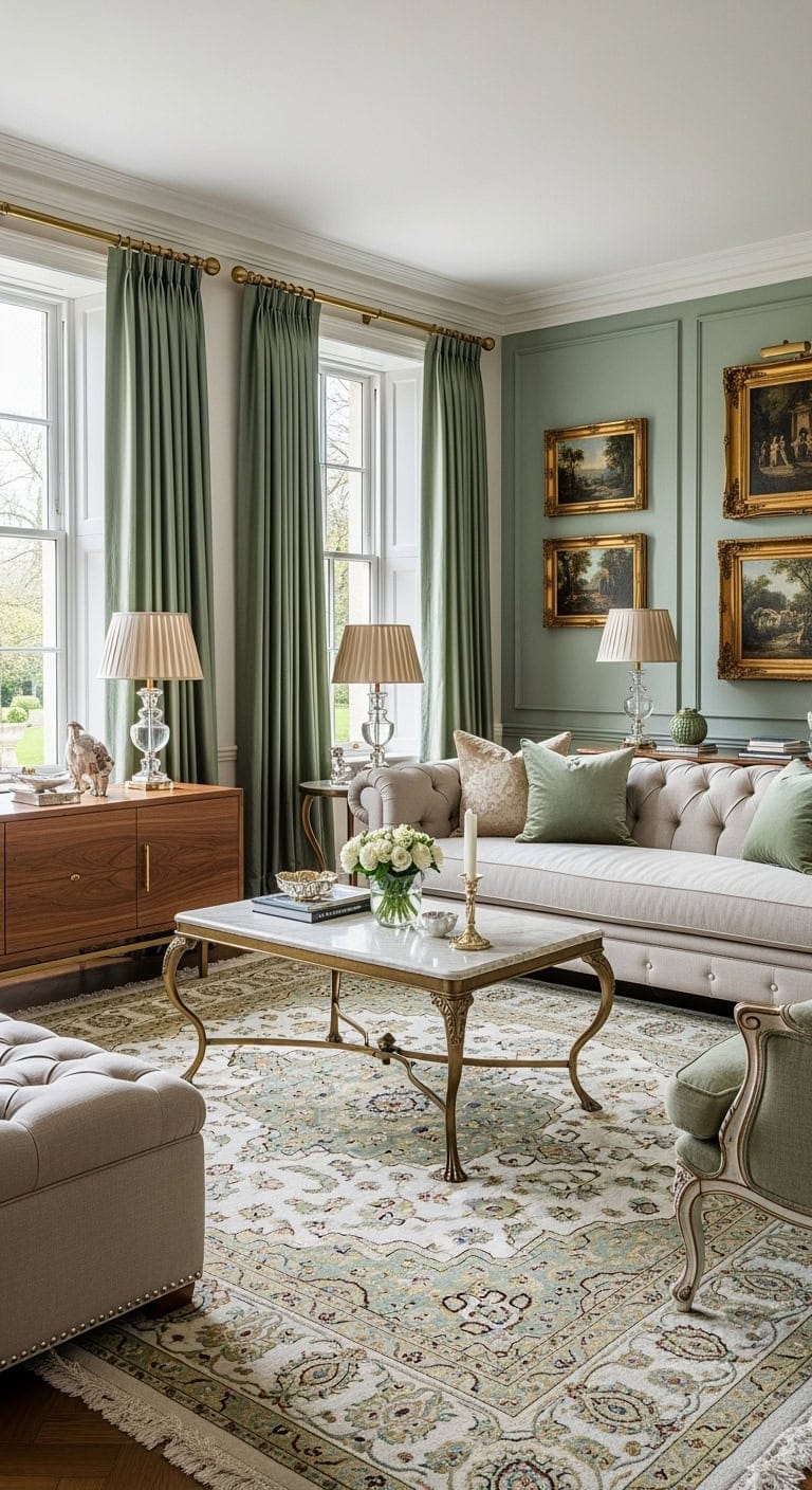 sage silk vintage luxury