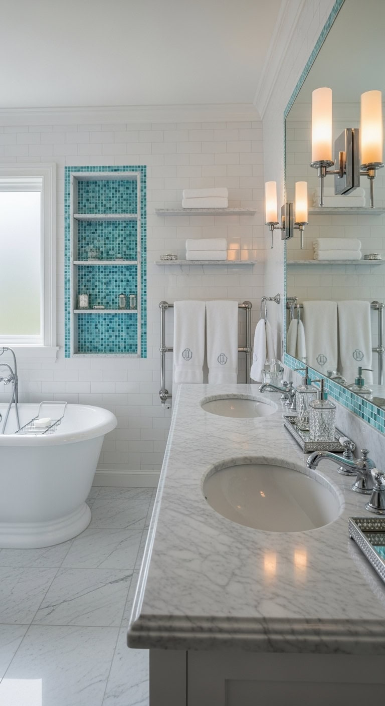 luxury and playful bathroom mosaic accents