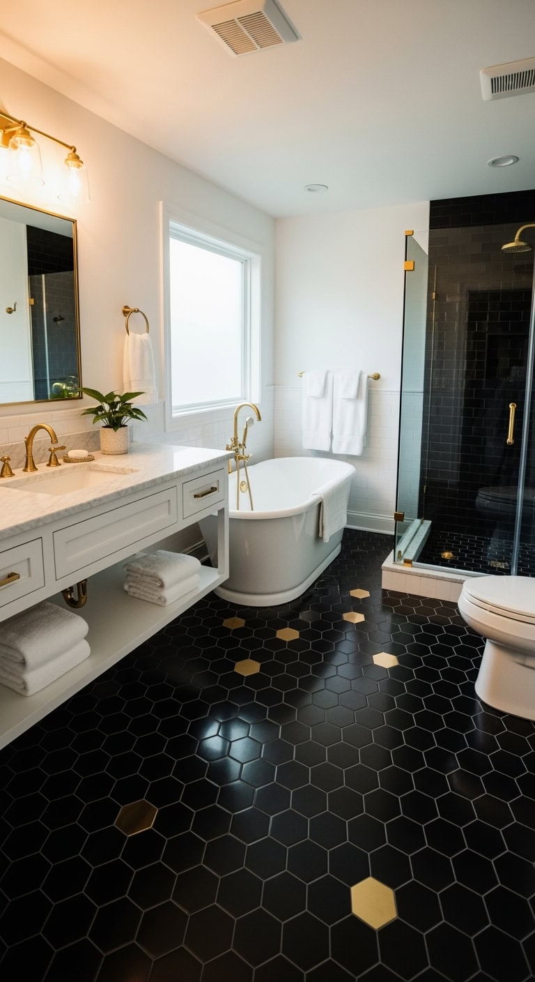 boutique hotel inspired bathroom flooring