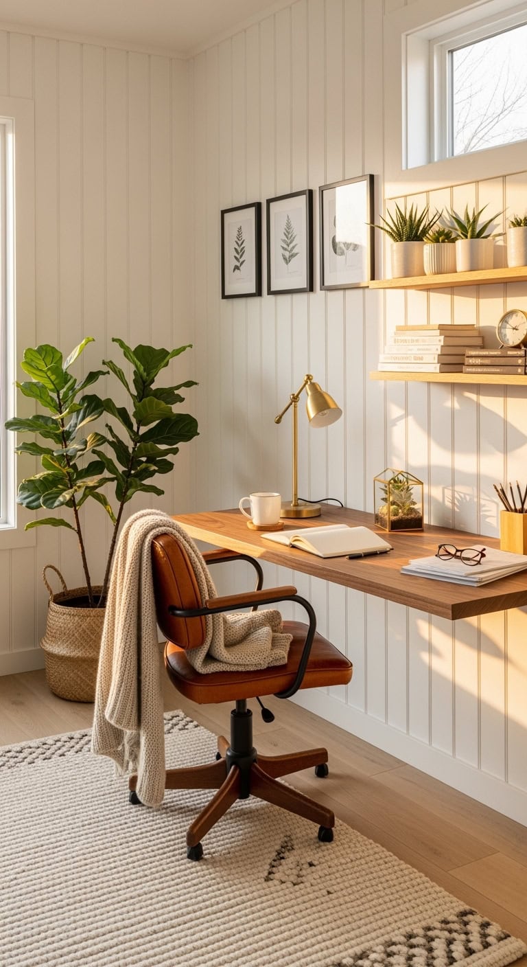 minimalist scandinavian white wood workspace