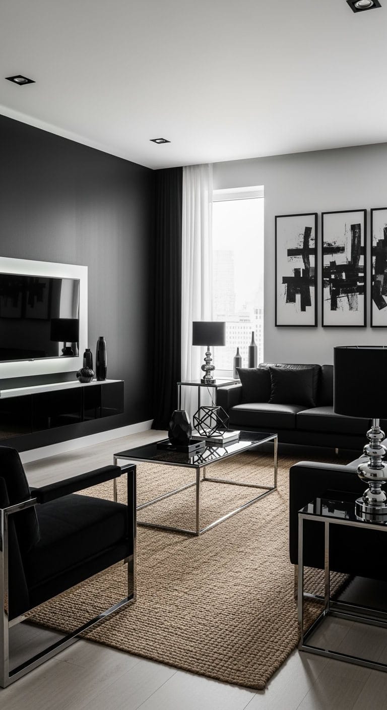 monochrome black modern living