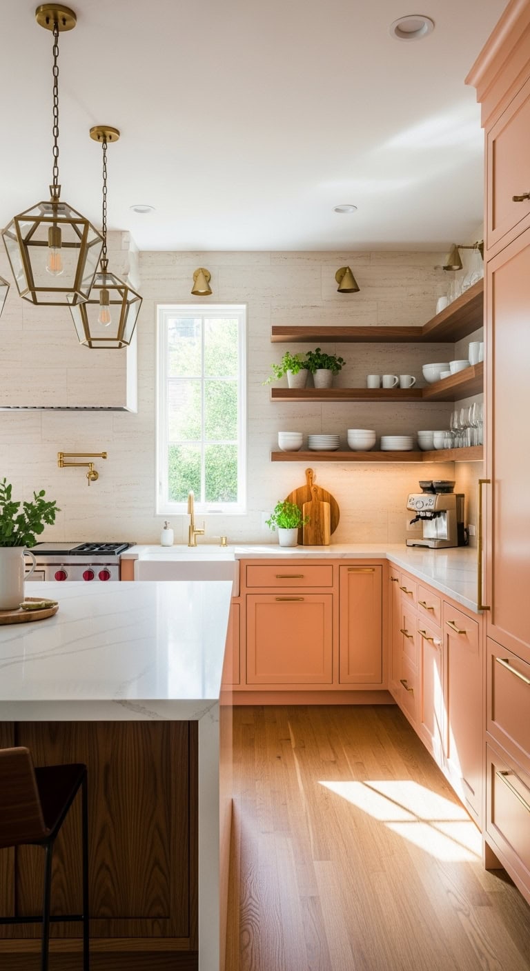 contemporary peach kitchen design