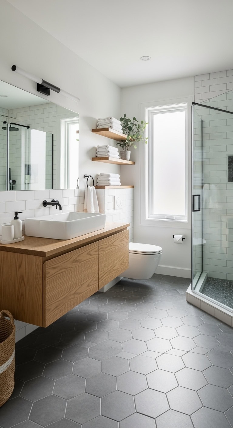 matte gray hexagon tiles