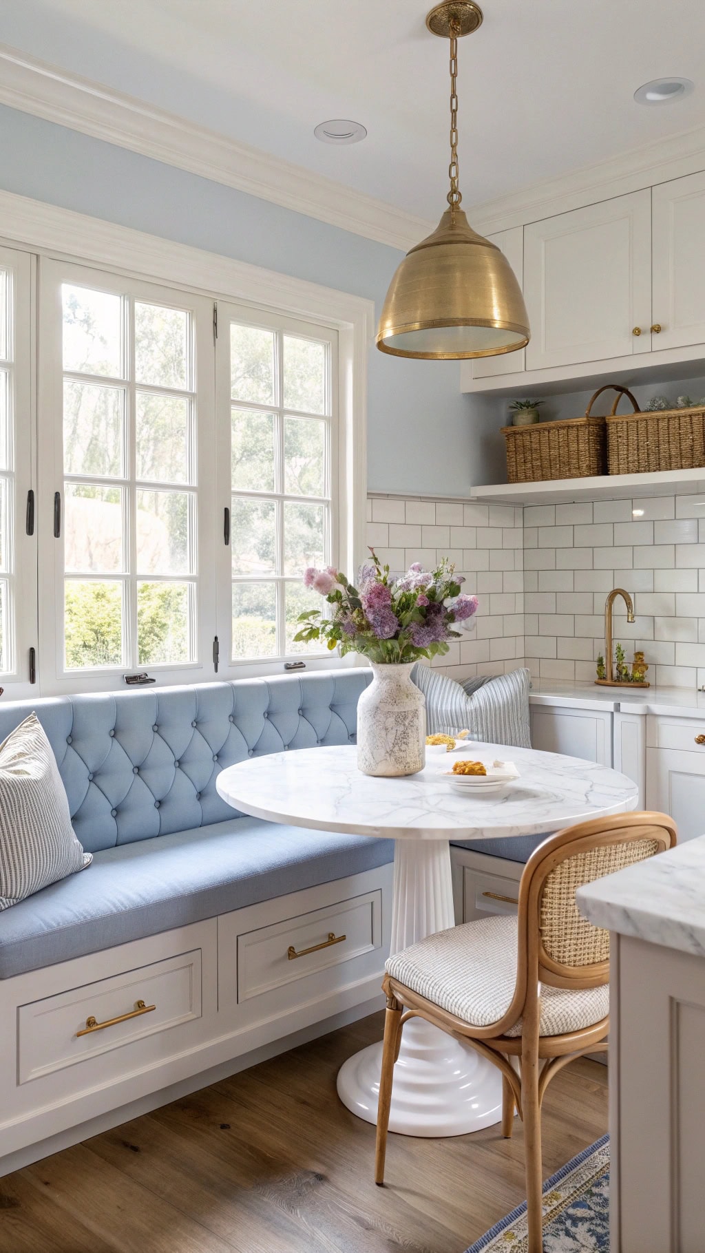 dreamy periwinkle breakfast nook