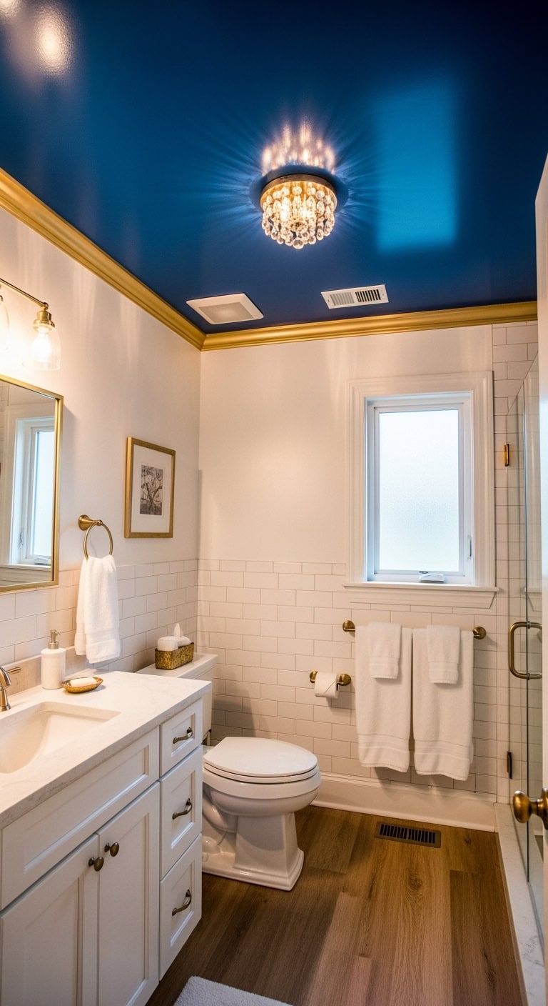 dramatic moody luxurious bathroom ceiling