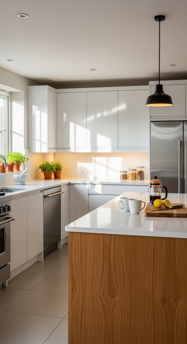 sleek seamless handleless cabinet design