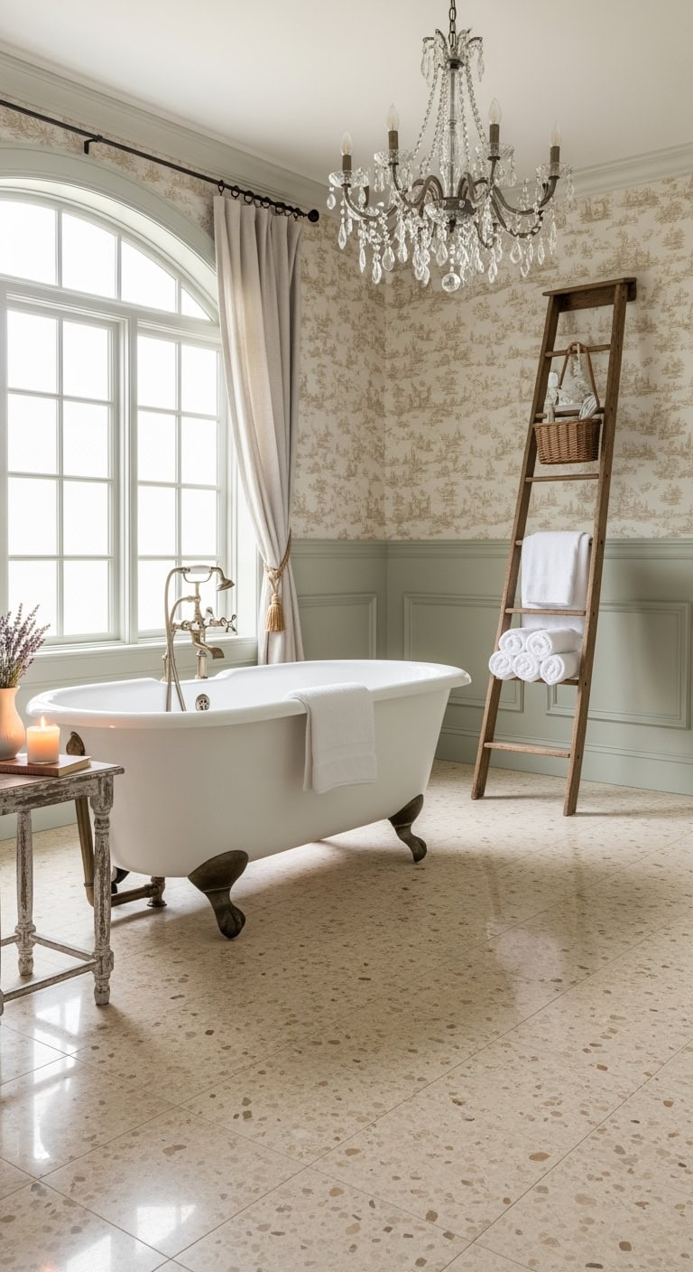 terrazzo french country bathroom