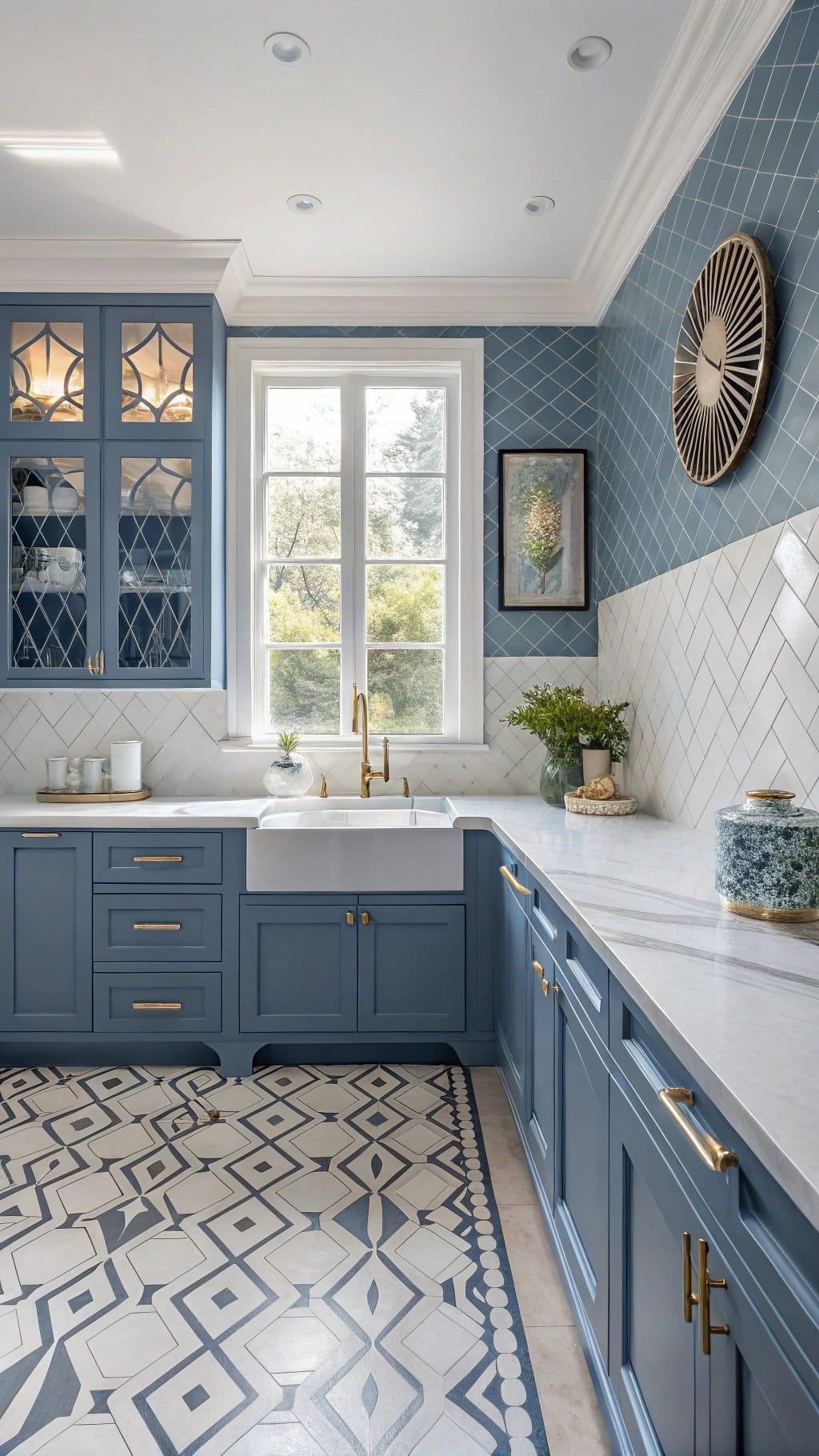 art deco blue kitchen elegance