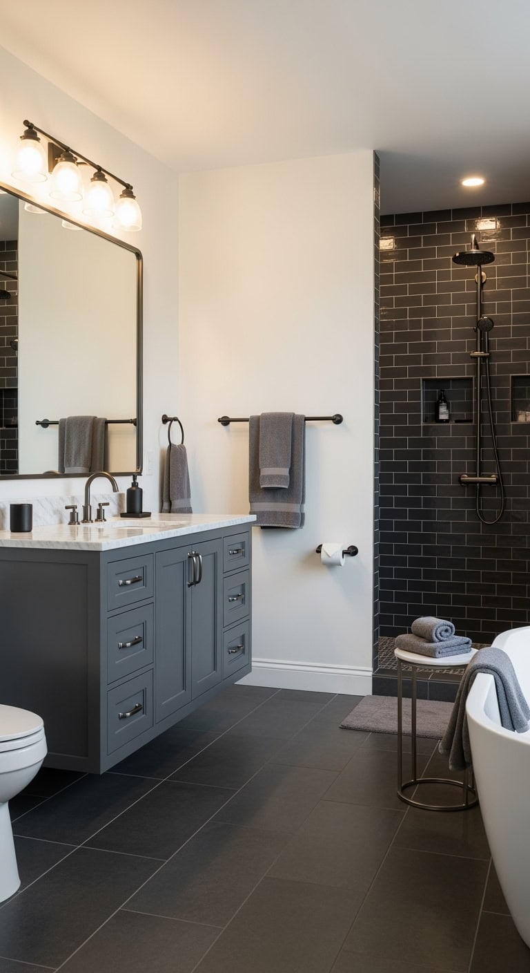 sophisticated layered cohesive designer bathroom hardware