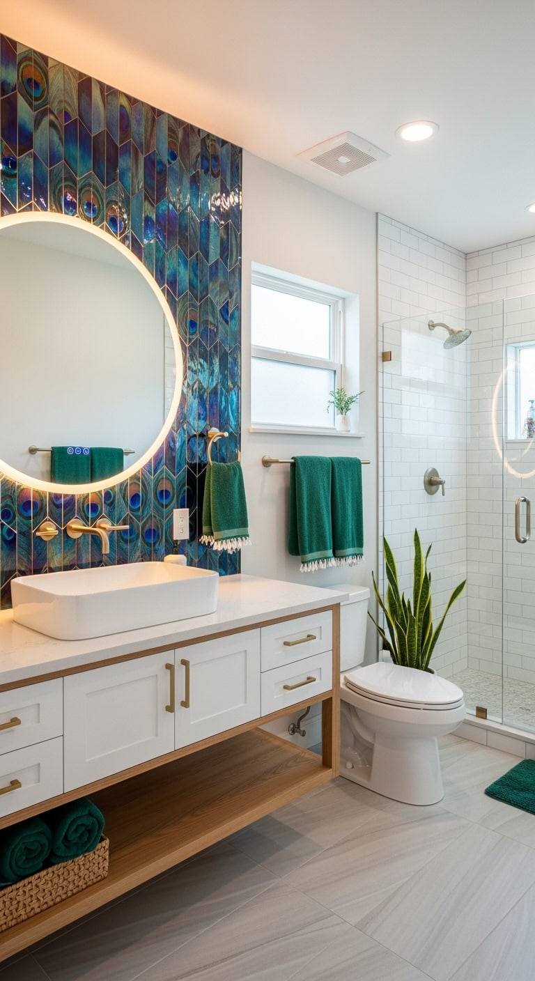 glamorous iridescent dramatic shimmering bathroom