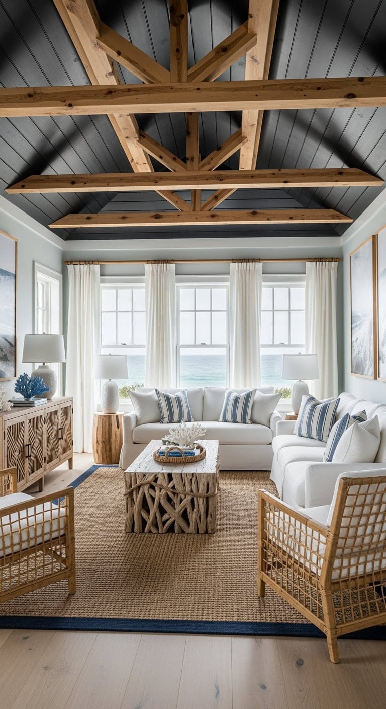 black beadboard with rafters