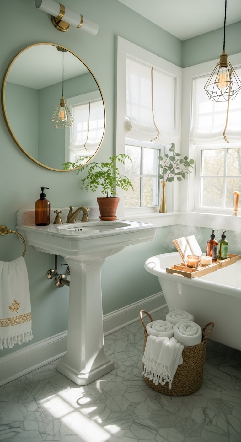 elegant gilded airy bathroom window decor