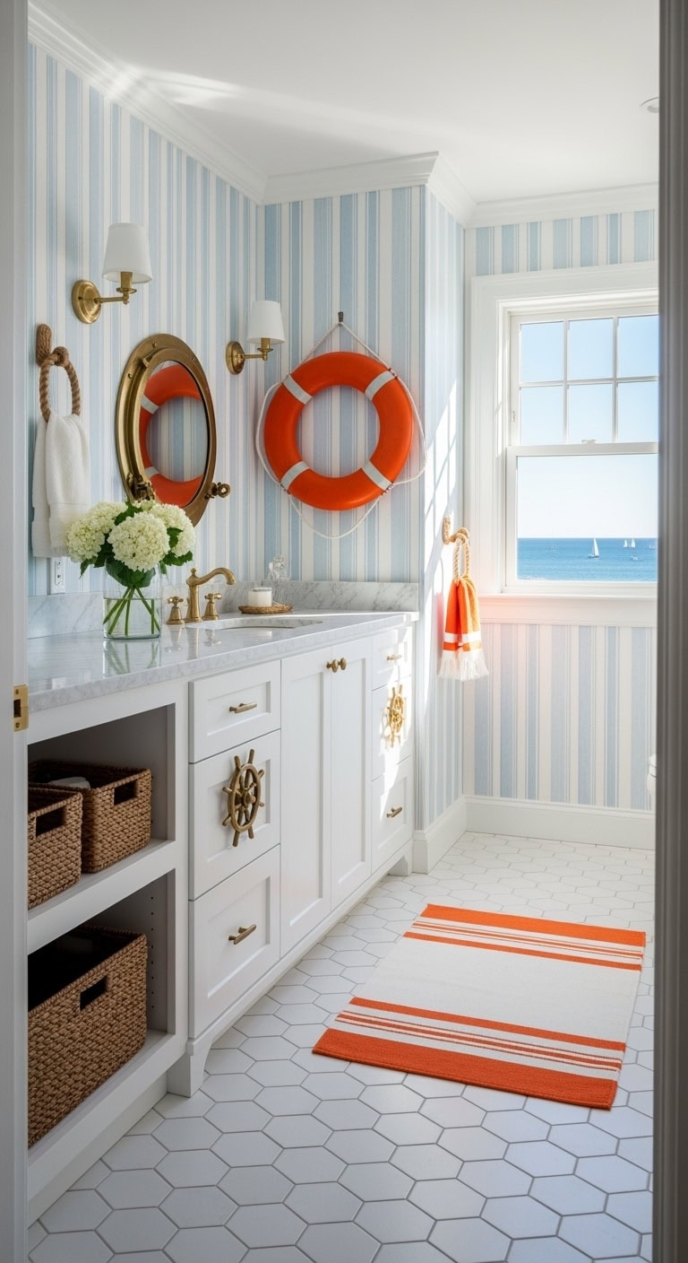 nantucket inspired sky blue stripes