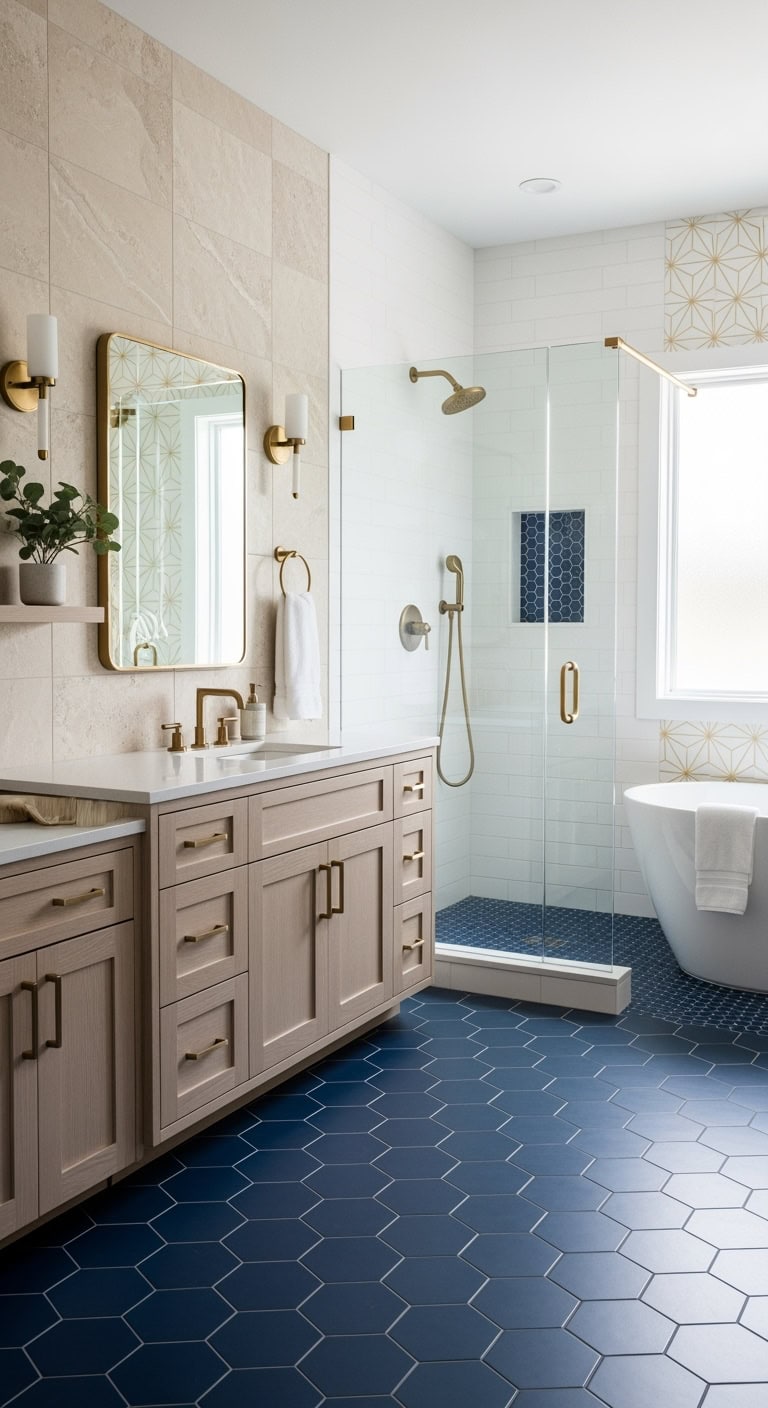 textured tiles create bathroom oasis