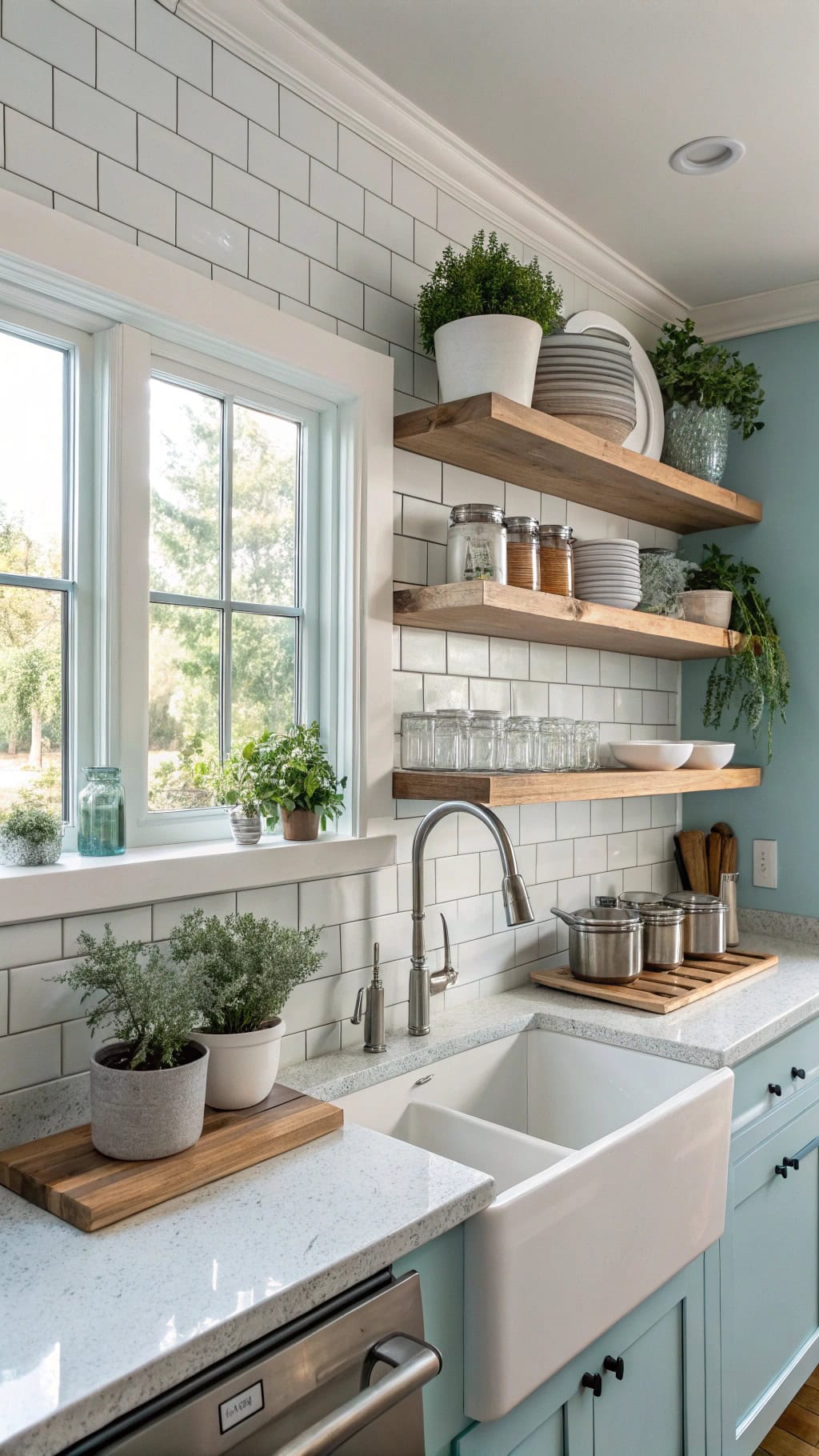 sky blue shelving display