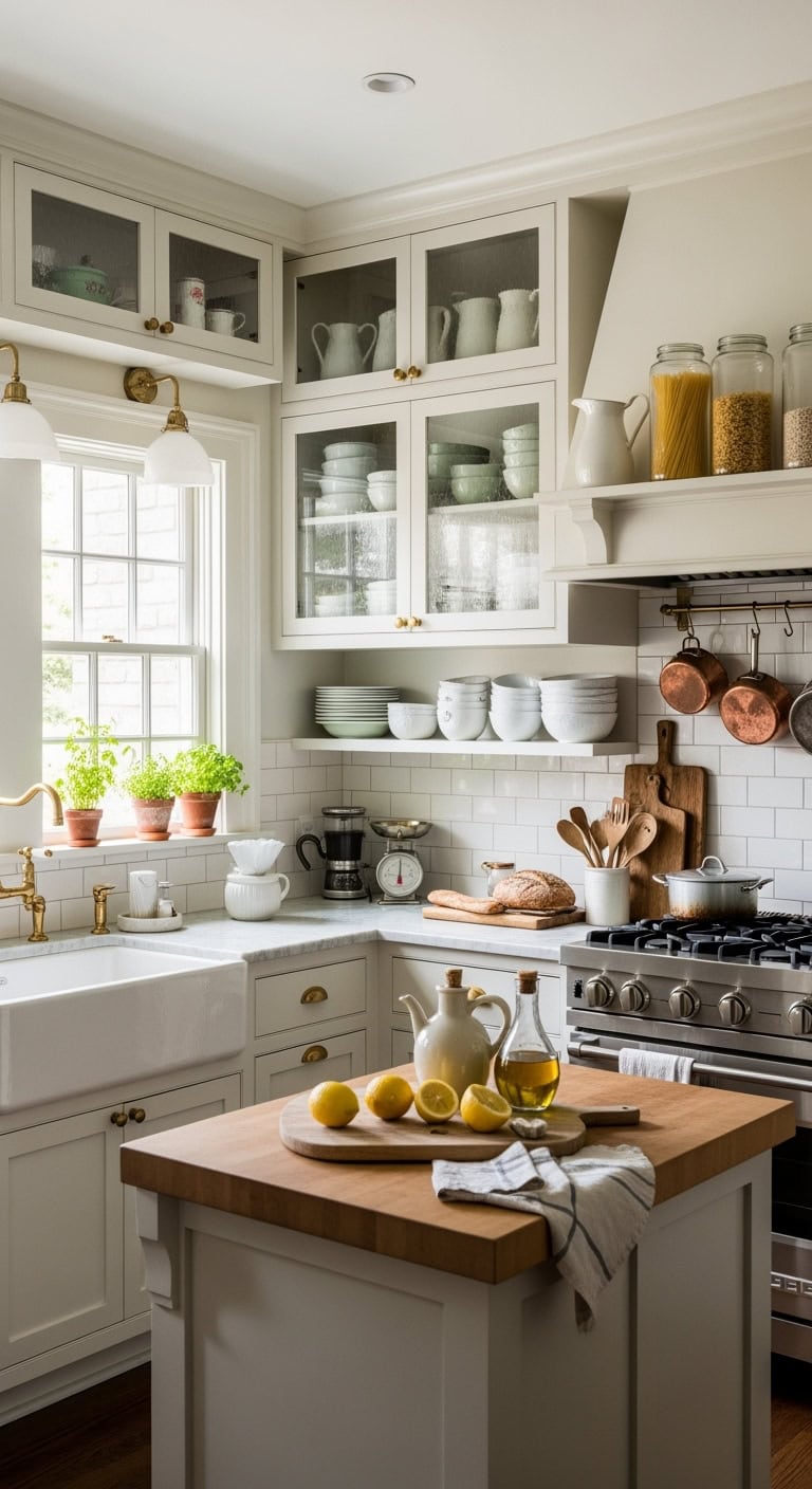 curated kitchen display cabinet