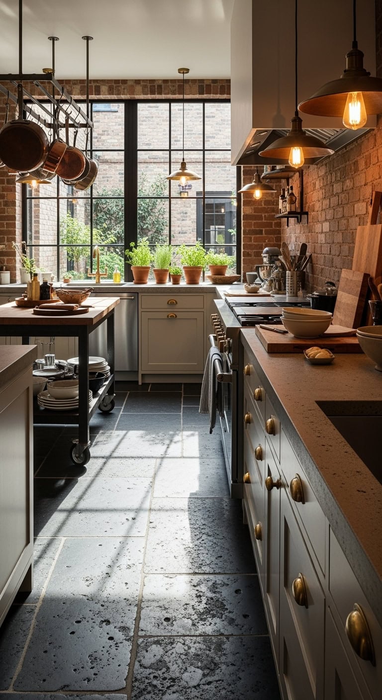 tough yet refined industrial stone floors