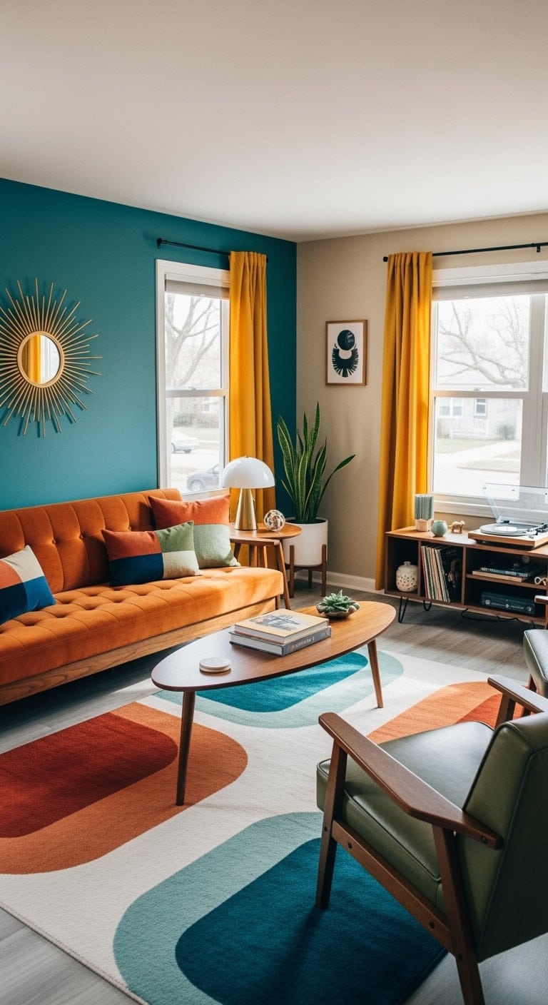 retro walnut tapered leg accents