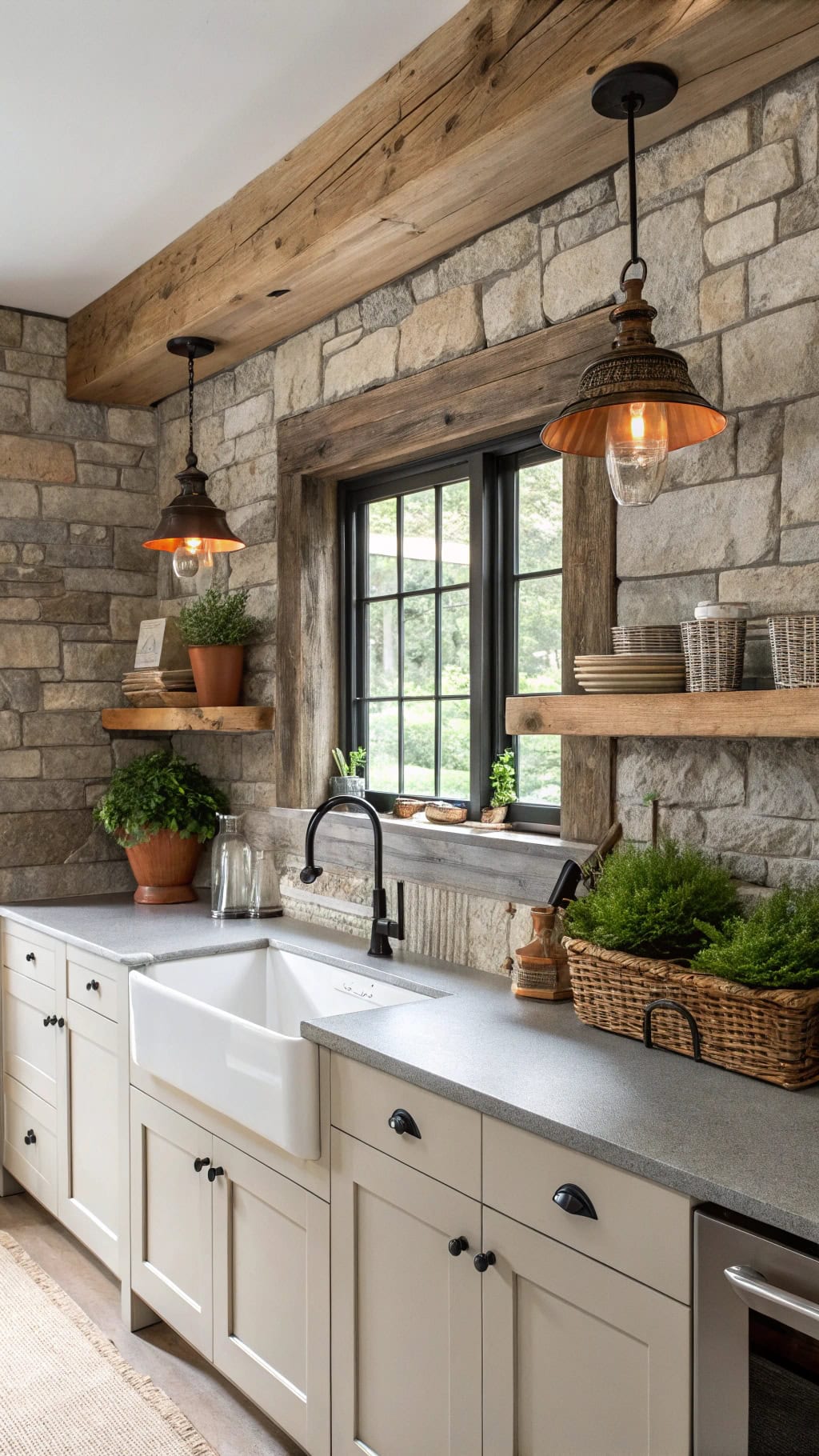 weathered stone kitchen charm
