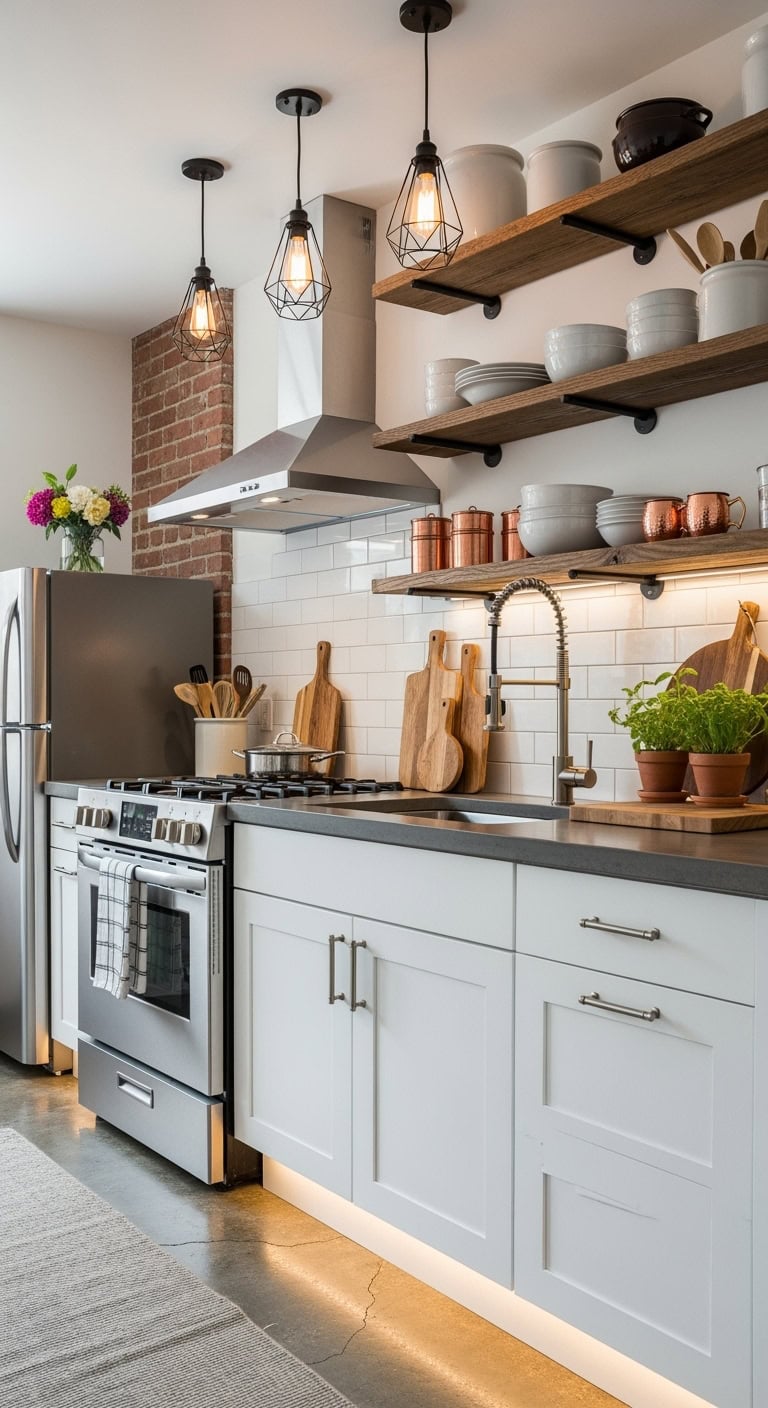 industrial white kitchen chic