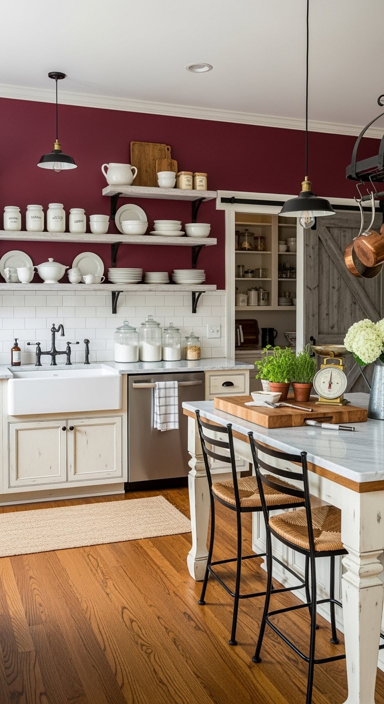 elegant farmhouse burgundy charm