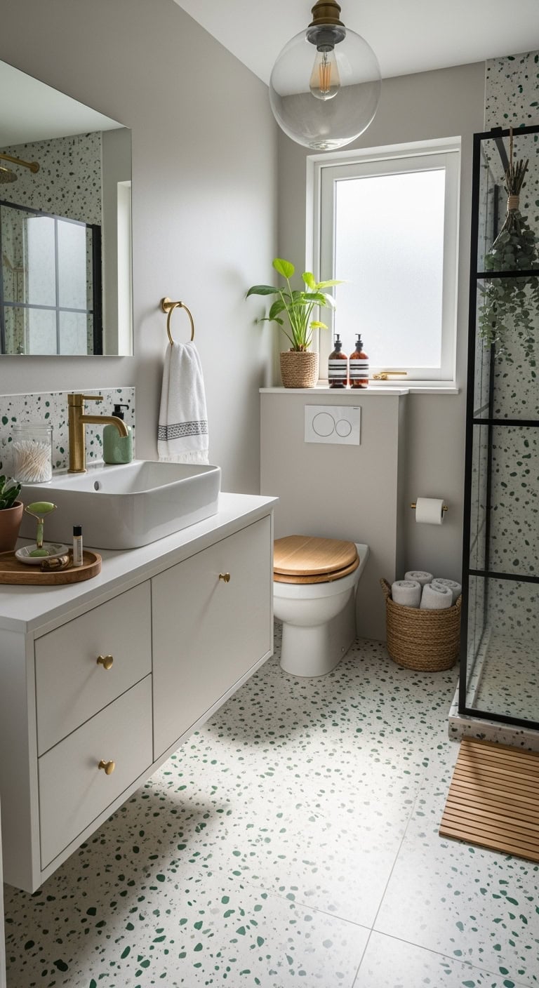 speckled terrazzo flooring in green