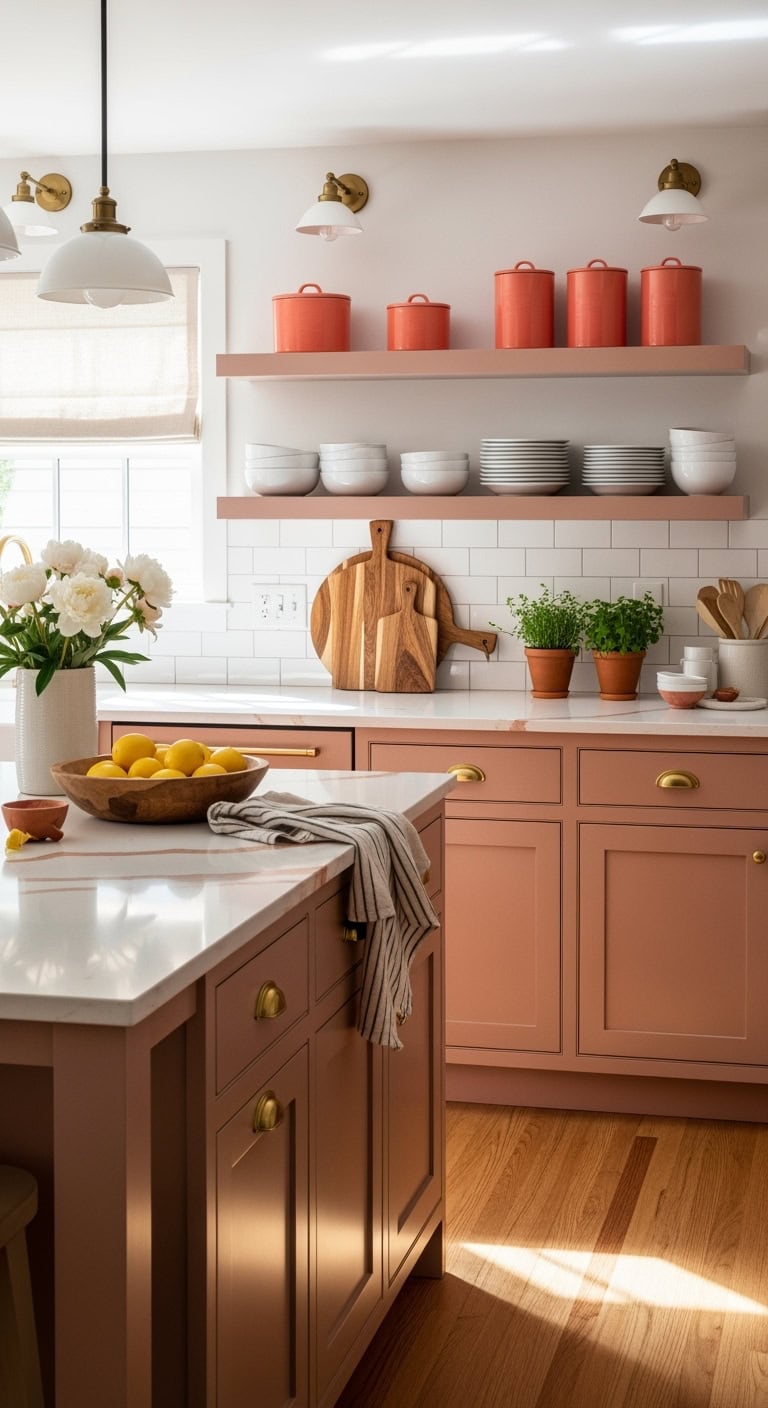 coral shaker kitchen charm