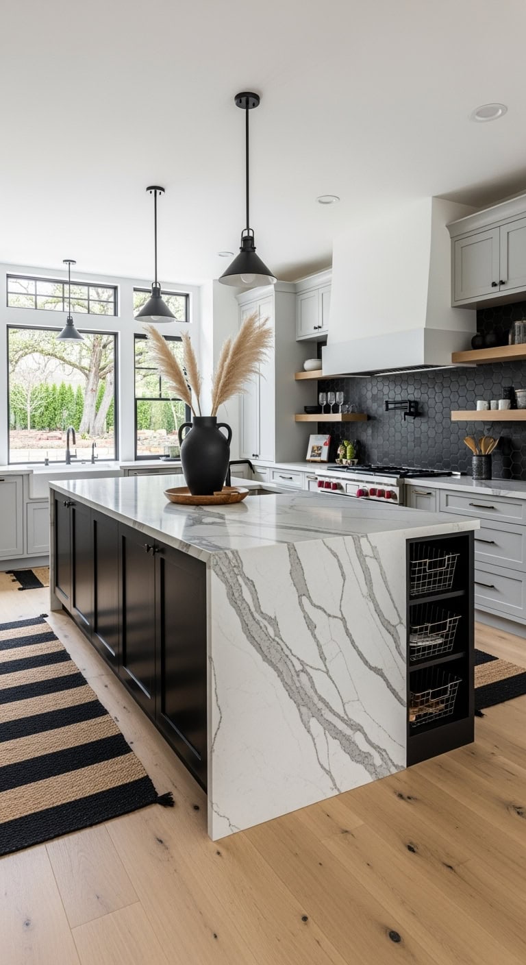 matte black island centerpiece